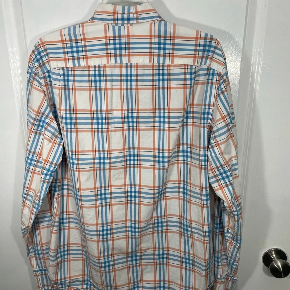 J. Crew Men's Casual Plaid Shirt in Blue and Orange Size Large CB-
